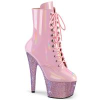 BEJEWELED-1020-7 Pleaser Damen Plateaustiefeletten babypink Holo Lack AB Strass