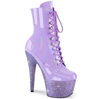 BEJEWELED-1020-7 Pleaser Damen Plateaustiefeletten lavendel Holo Lack Strass