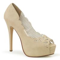BELLA-30 Pin Up Couture peep toe platform pump cut outs tan matte