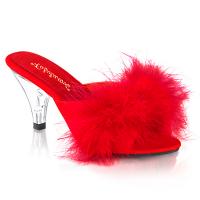 BELLE-301F Fabulicious platform marabou fur slide red matte