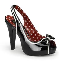 BETTIE-05 Pin Up Couture peep toe slingback high heels sandal bow black pattent