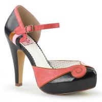 BETTIE-17 Pin Up Couture platform high heels pumps two tone swirl design coral black matte