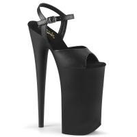 BEYOND-008 Pleaser skyscraper high heels ankle strap sandal black matte