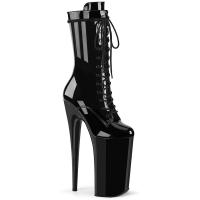 BEYOND-1050 Pleaser vegane Damen High Heels Plateaustiefeletten schwarz Lack