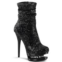 BLONDIE-R-1009 Pleaser high heels dual platform ankle boot black sequins rhinestones