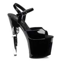 BONDGIRL-709 Pleaser High-Heels Plateausandaletten schwarz Lack mit Pistolenabsatz