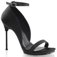 CHIC-35 Fabulicious sexy arched ankle platform sandal high heels black satin matte