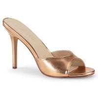 CLASSIQUE-01 Pleaser Damen High-Heels Peep Toe Pantoletten roségold Metallic Lederoptik