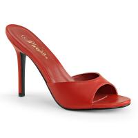 CLASSIQUE-01 Pleaser Damen High-Heels Peep Toe Pantoletten rot Lederoptik