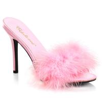 CLASSIQUE-01F Fabulicious High-Heels Pantoletten babypink Marabu Federpuschel