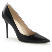 CLASSIQUE-20 Pleaser Damen High-Heels Pumps schwarz Lederlook vorn spitz geschnitten