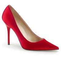 CLASSIQUE-20 Pleaser Damen High-Heels Pumps rot Satin vorn spitz geschnitten