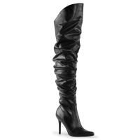 CLASSIQUE-3011 Pleaser High-Heels Overkneestiefel schwarz Lederoptik gerafft