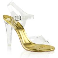 CLEARLY-408 sexy Fabulicious High-Heels Plateausandaletten transparent gold