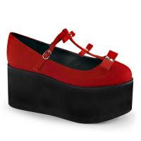 CLICK-08 Demonia Damen Gothic Plateaupumps Schuhe rot Textil Canvas Stoff Nieten