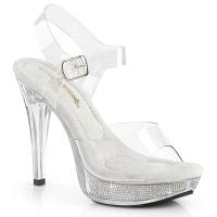 COCKTAIL-508SRSI Fabulicious high heels platform ankle strap sandal clear silver rhinestones