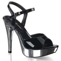 COCKTAIL-509 Fabulicious High-Heels Plateausandaletten schwarz Lack silber Chrom