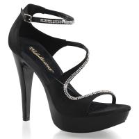 COCKTAIL-526 Fabulicious High-Heels Plateausandaletten schwarz Satin mit Strass