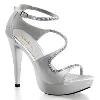 COCKTAIL-526 Fabulicious High-Heels Plateausandaletten silber Satin mit Strass