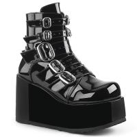 CONCORD-57 DemoniaCult gothic platform ankle boot black patent multi buckle straps