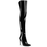 COURTLY-3012 Pleaser stretch thigh high boot black patent