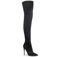 COURTLY-3012 Pleaser High-Heels Overkneestiefel schwarz Satin Reißverschluss hinten