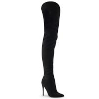 COURTLY-3017 Pleaser High-Heels Overkneestiefel asymetrischer Außenschaft schwarz
