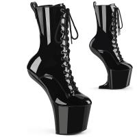 CRAZE-1040 Pleaser Damen High Heels absatzlose Plateaustiefeletten schwarz Lack