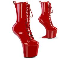 CRAZE-1040 Pleaser vegane Damen High Heels absatzlose Plateaustiefeletten rot Lack