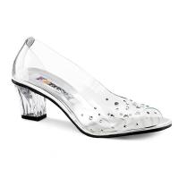 CRYSTAL-100 Funtasma clear lucite peep toe pump rhinstones