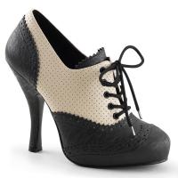 CUTIEPIE-14 Pin Up Couture high heels hidden platform Oxford lace-up pump cream-black