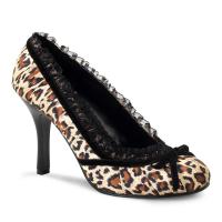 DAINTY-420 Funtasma elegant high heels pump lace bow cheetah print satin