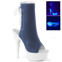 DELIGHT-1018SK Pleaser High Heels platform peep toe ankle boot denim blue neon white