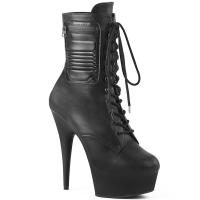 DELIGHT-1020PK Pleaser High Heels Plateaustiefeletten schwarz matt mit Außenfach