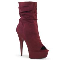 DELIGHT-1031 Pleaser high heels crash-look platform peep toe ankle boots burgundy