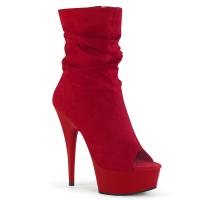 DELIGHT-1031 Pleaser high heels crash-look platform peep toe ankle boots red