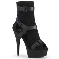 DELIGHT-1037 Pleaser vegan high heels ankle boot cutouts black suede matte