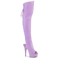 DELIGHT-3019 Pleaser Peep Toe High Heels Plateau Overkneestiefel lavendel Lederoptik