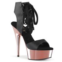 DELIGHT-600-14 Pleaser High Heels platform bootie sandal black rose gold chrome