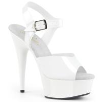DELIGHT-608N Pleaser High Heels platform ankle strap sandal white