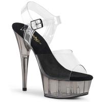 DELIGHT-608T Pleaser vegan smoke tinted platform ankle strap sandal clear
