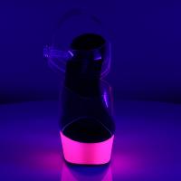 DELIGHT-608UV Pleaser High Heels platform sandal clear neon pink uv reactive