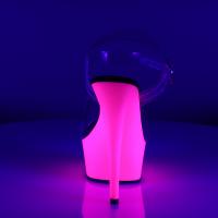 DELIGHT-608UV Pleaser High Heels platform sandal clear neon pink uv reactive