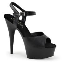 DELIGHT-609 Pleaser High Heels platform ankle strap sandal black matte