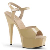 DELIGHT-609 Pleaser High Heels platform ankle strap sandal cream patent