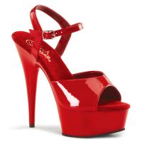 DELIGHT-609 Pleaser High Heels platform ankle strap sandal red patent