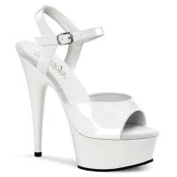 DELIGHT-609 Pleaser High Heels platform ankle strap sandal white patent