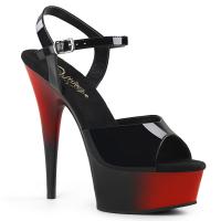 DELIGHT-609BR Pleaser high heels two tone platform ankle strap sandal black patent red