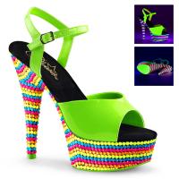 DELIGHT-609RBS Pleaser Damen High Heels Plateausandaletten grün Lack Multi Neon UV