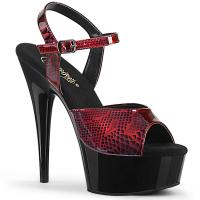 DELIGHT-609SP Pleaser vegan ankle strap sandal plateau red snake print patent